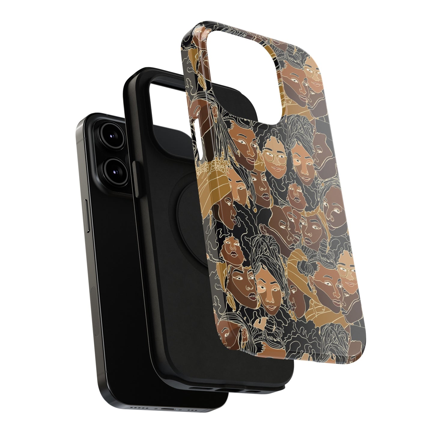 Black Women Line Art Colored Impact-Resistant Phone Case - Pounded Yam Productions