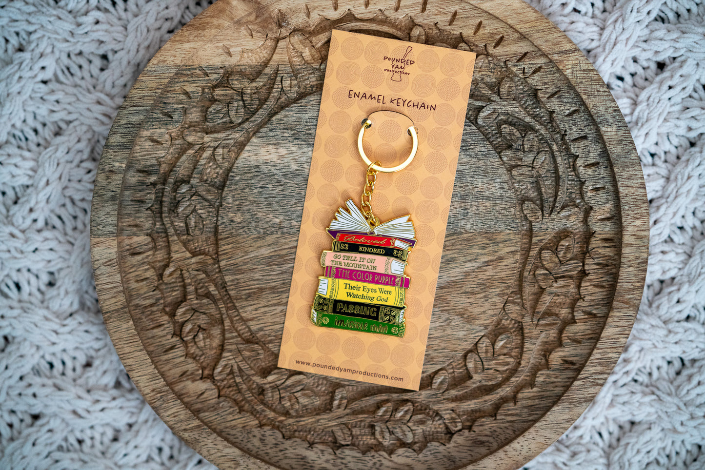 Black Literary Classics Book Stack Keychain - Pounded Yam Productions