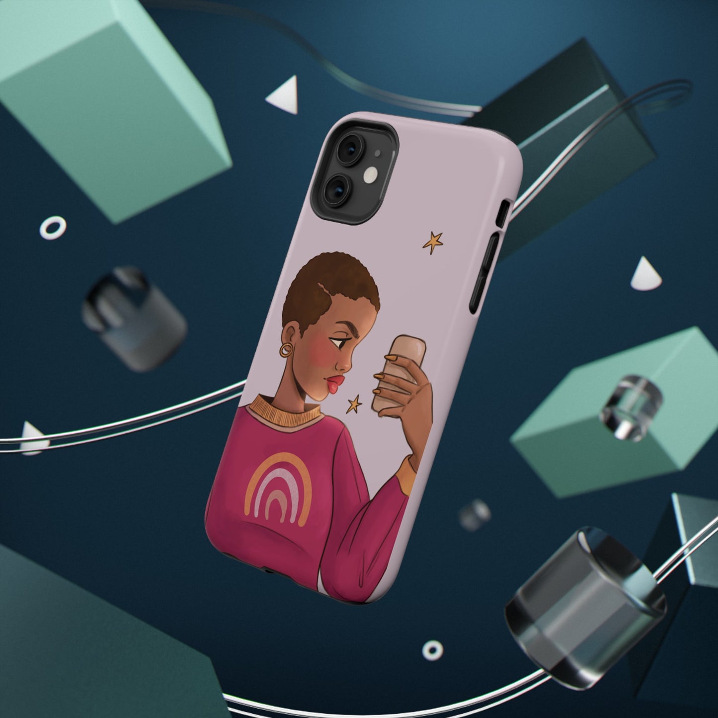 Black Girl Selfie Impact-Resistant Phone Cases - Pounded Yam Productions