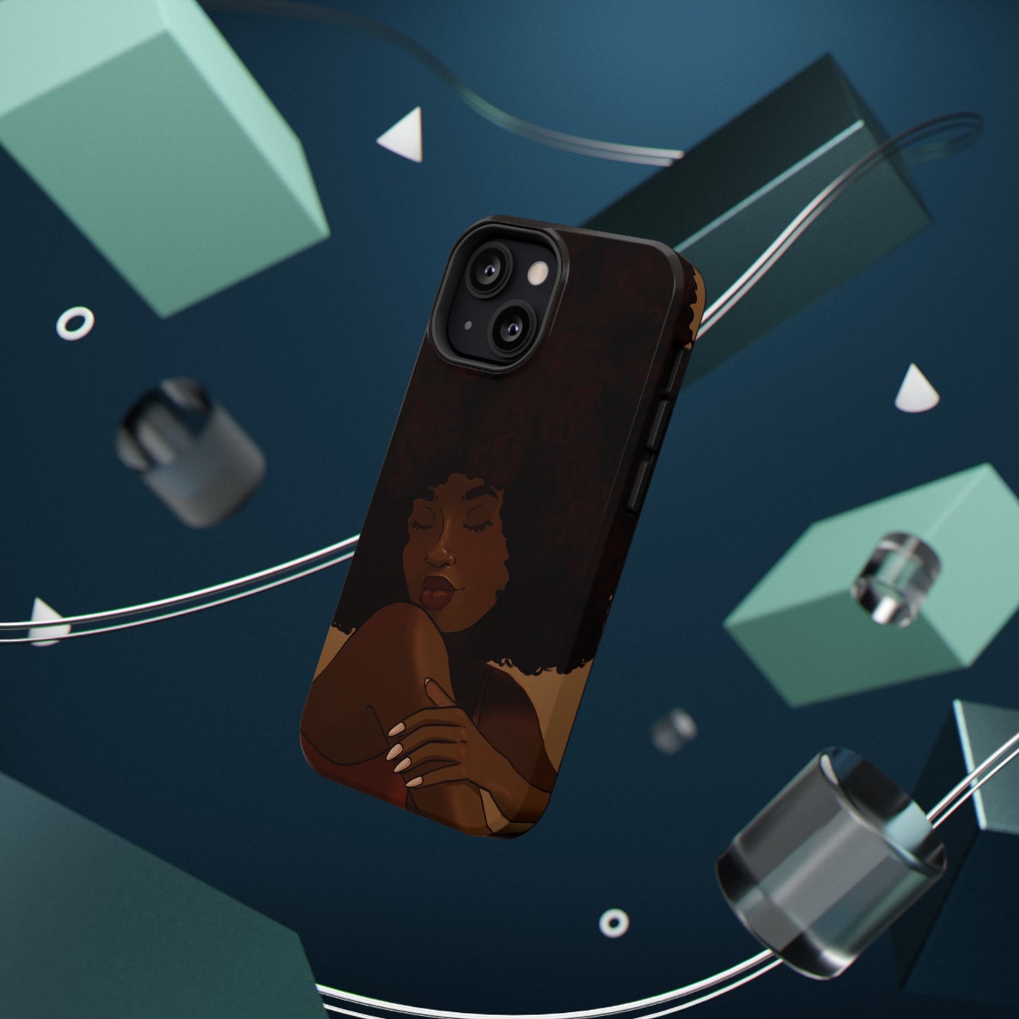 Black Girl Afro Illustrated Impact-Resistant Phone Case - Pounded Yam Productions
