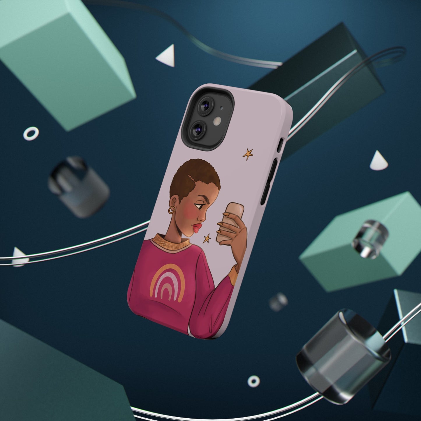 Black Girl Selfie Impact-Resistant Phone Cases - Pounded Yam Productions