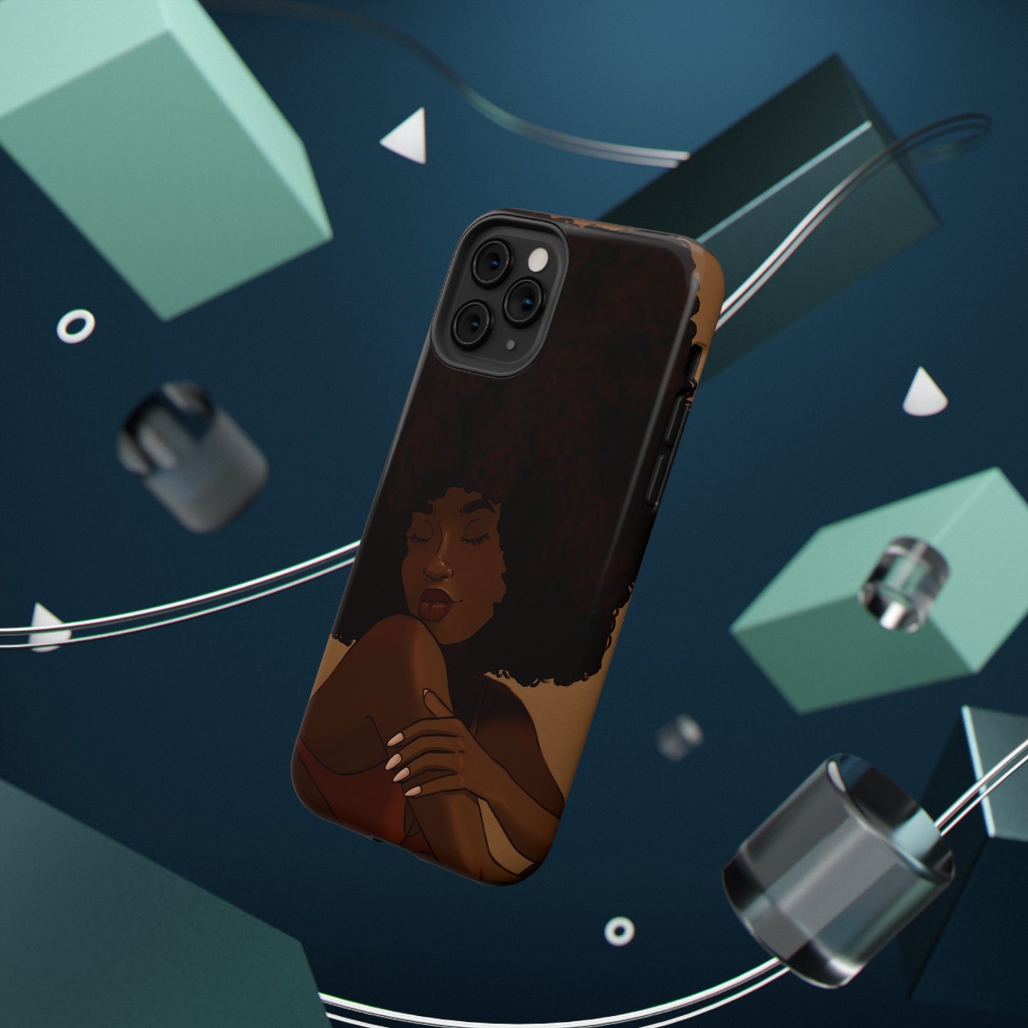 Black Girl Afro Illustrated Impact-Resistant Phone Case - Pounded Yam Productions