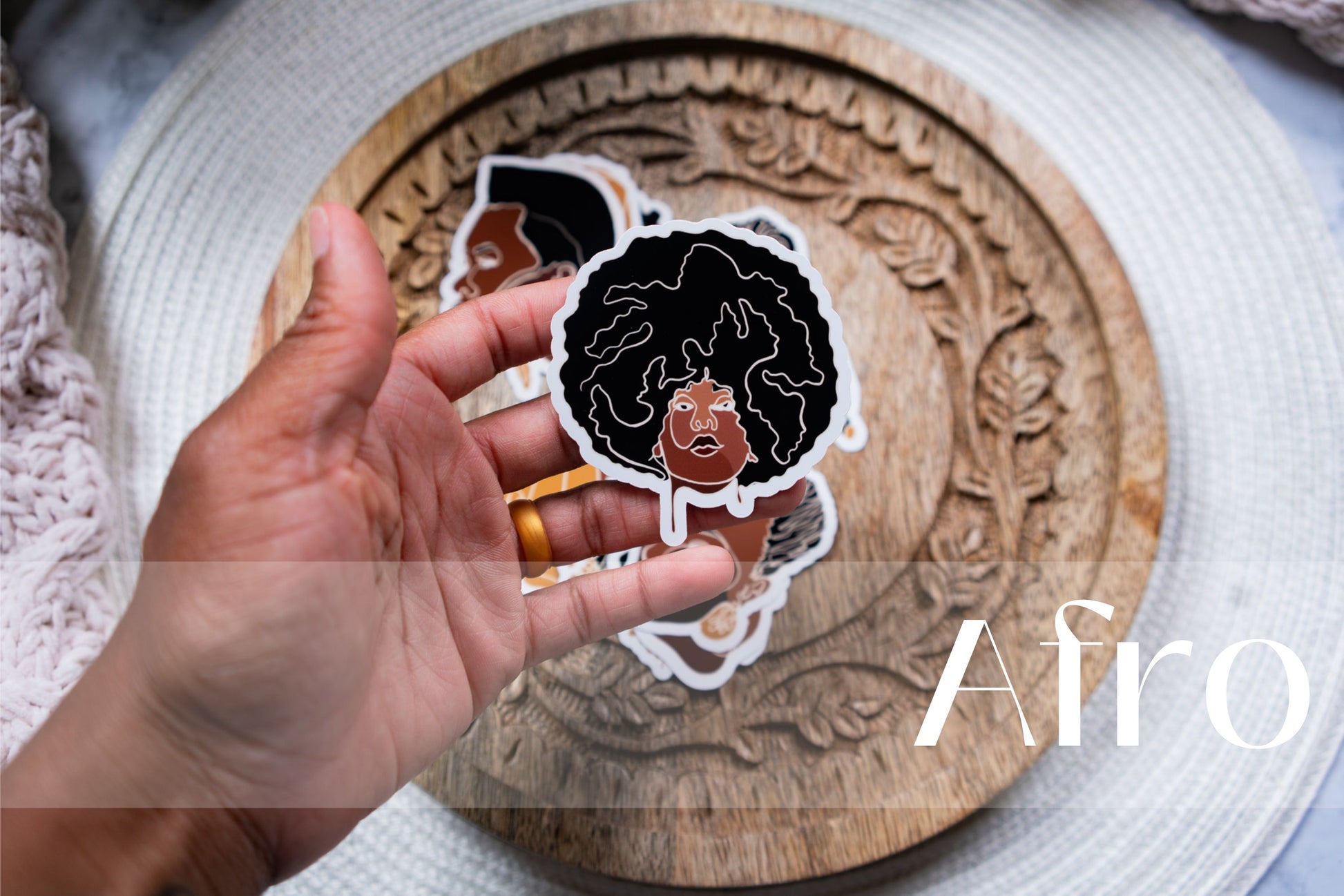 Black Woman Faces Line Art Die Cut Stickers - Pounded Yam Productions