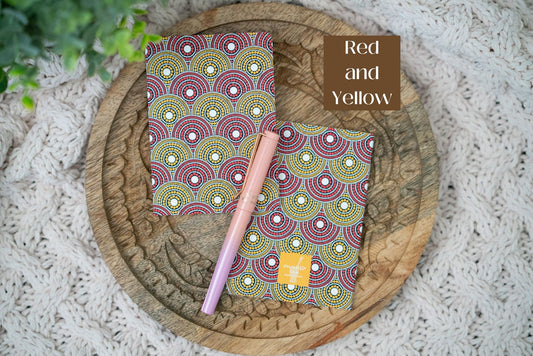 African Print Ankara-Inspired Pocket Notebooks - Red and Yellow - Pounded Yam Productions