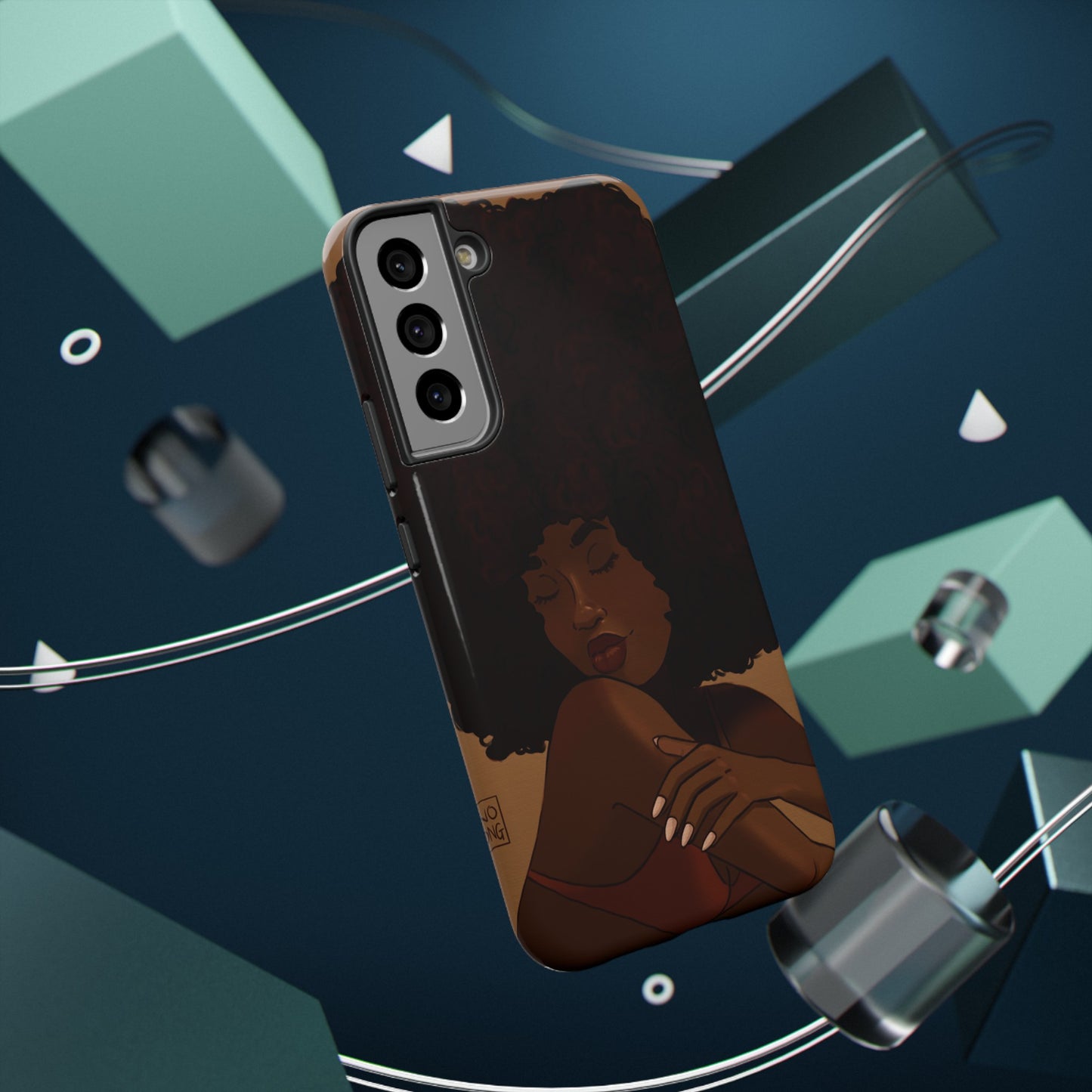 Black Girl Afro Illustrated Impact-Resistant Phone Case - Pounded Yam Productions