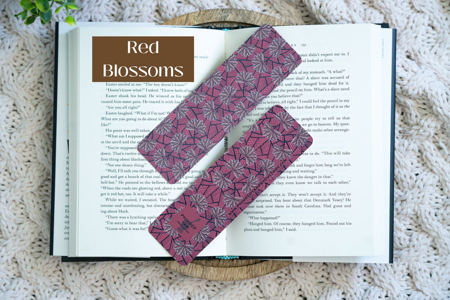 Ankara African Print Bookmarks - Red Blossom - Pounded Yam Productions