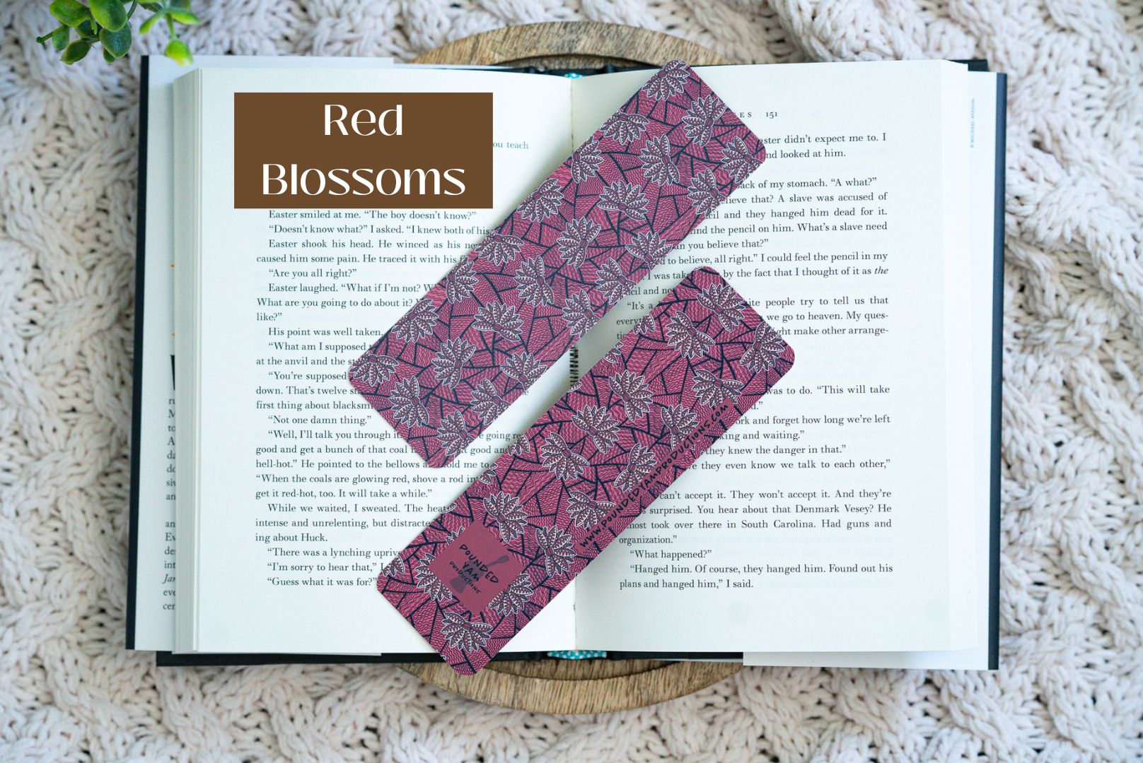 Ankara African Print Bookmarks - Red Blossom - Pounded Yam Productions