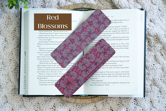 Ankara African Print Bookmarks - Red Blossom - Pounded Yam Productions