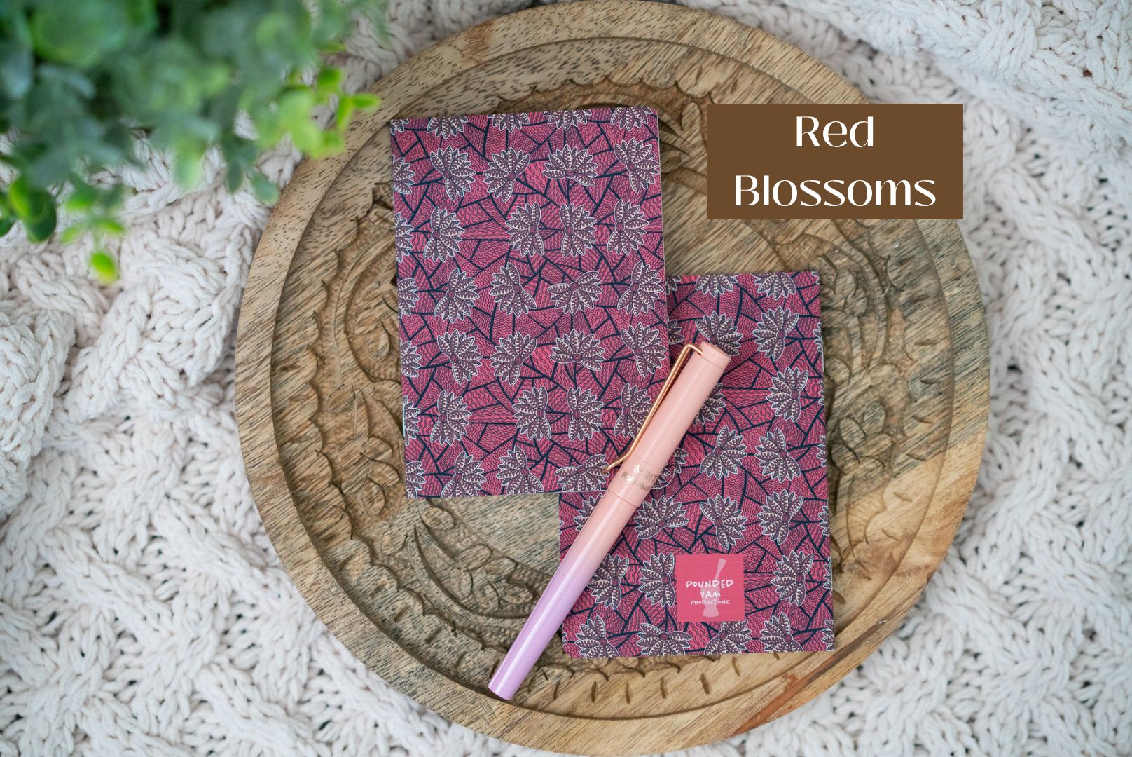African Print Ankara-Inspired Pocket Notebooks - Red Blossom - Pounded Yam Productions