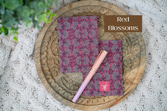 African Print Ankara-Inspired Pocket Notebooks - Red Blossom - Pounded Yam Productions