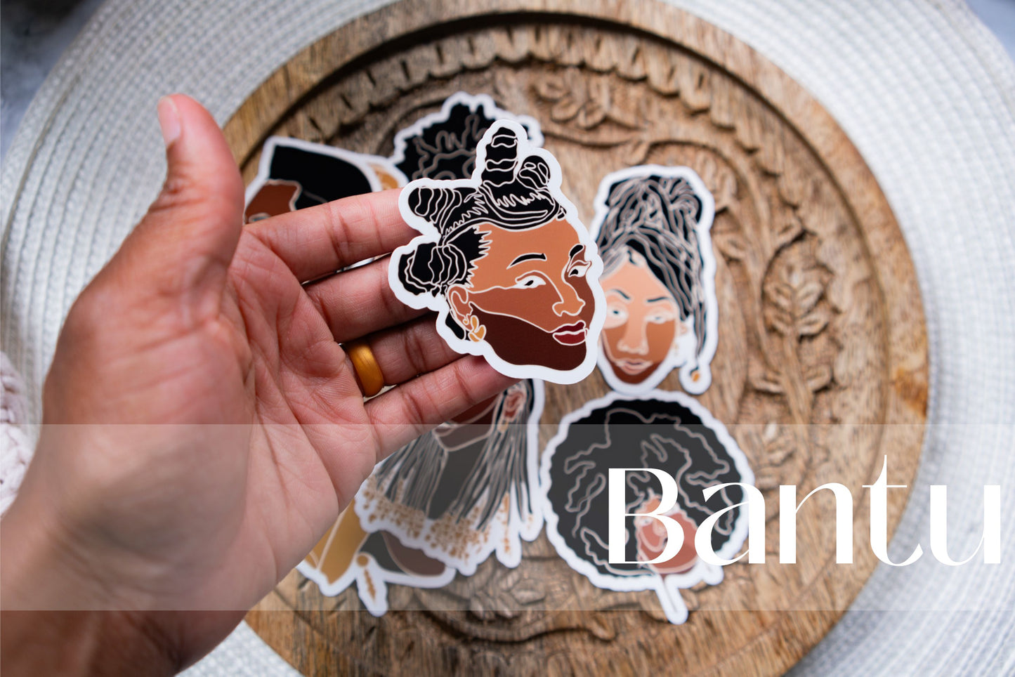 Black Woman Faces Line Art Die Cut Stickers - Pounded Yam Productions