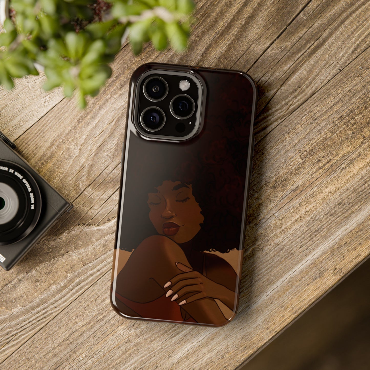 Black Girl Afro Illustrated Impact-Resistant Phone Case - Pounded Yam Productions