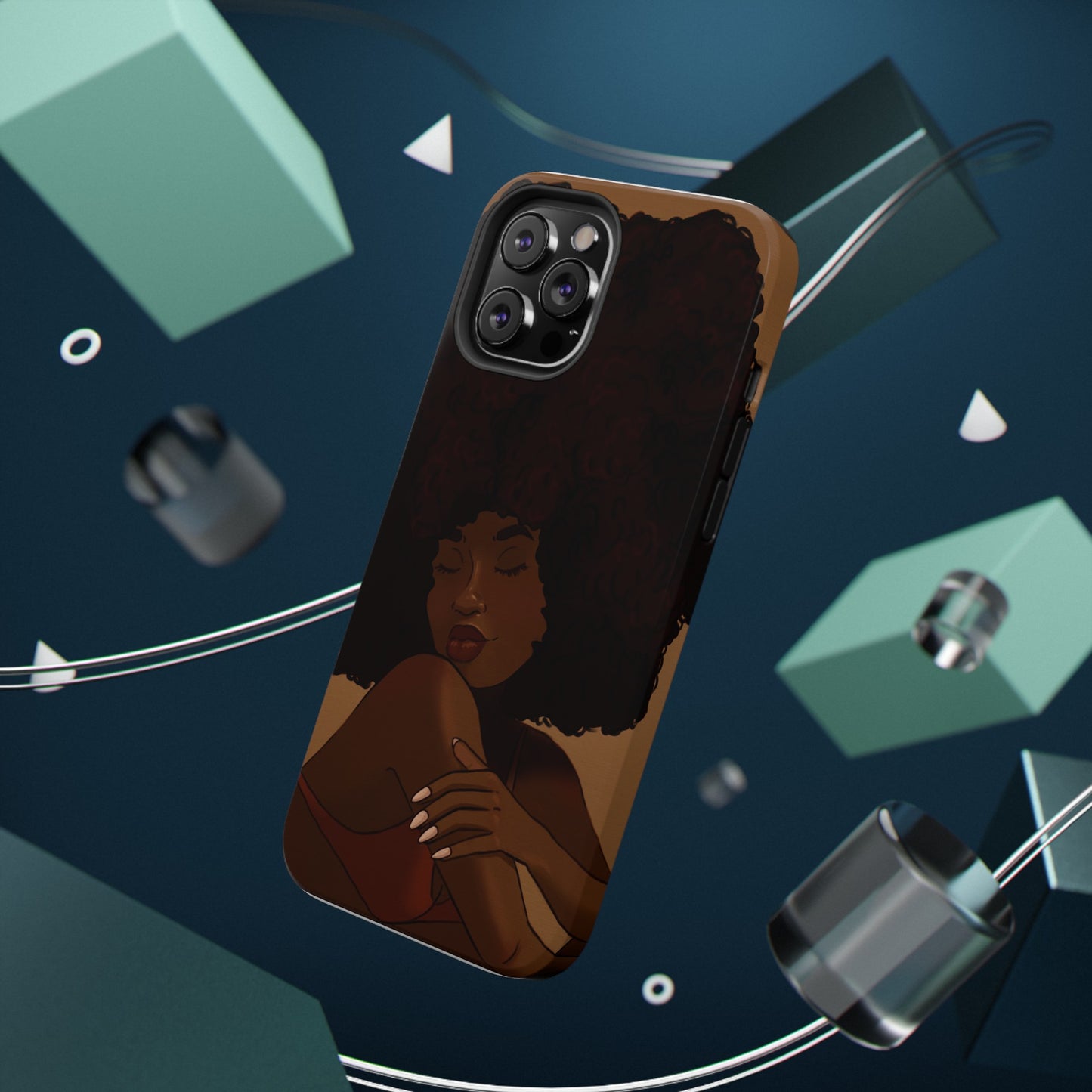 Black Girl Afro Illustrated Impact-Resistant Phone Case - Pounded Yam Productions