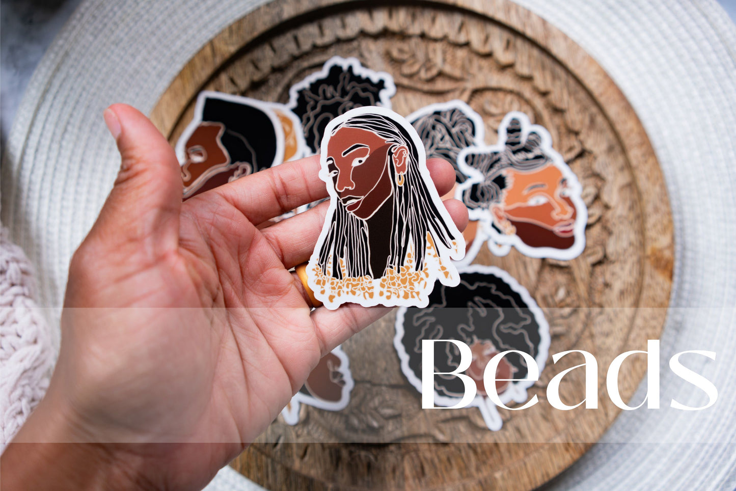 Black Woman Faces Line Art Die Cut Stickers - Pounded Yam Productions