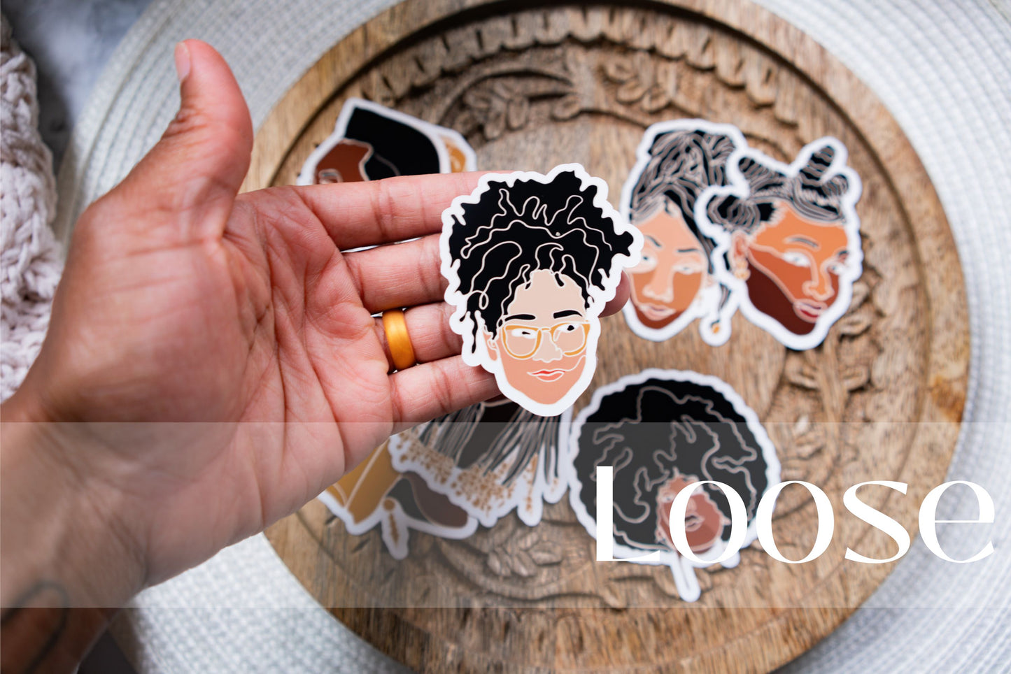 Black Woman Faces Line Art Die Cut Stickers - Pounded Yam Productions
