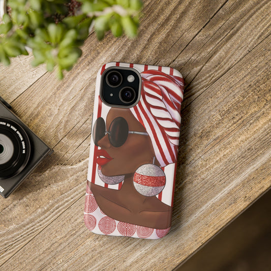 Red Stripes African Illustrated Phone Impact-Resistant Case - Pounded Yam Productions