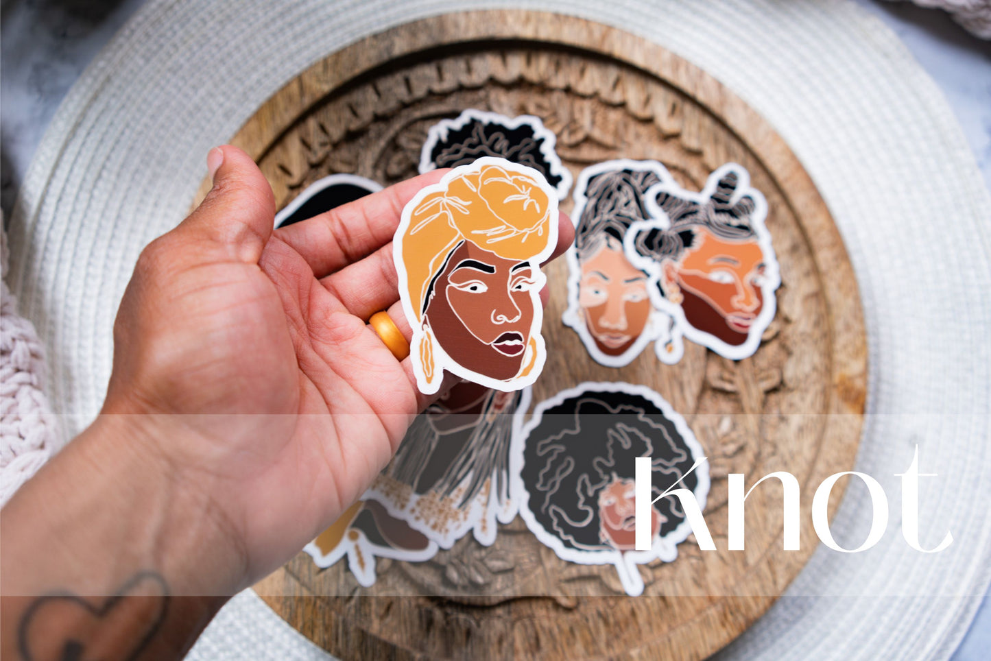 Black Woman Faces Line Art Die Cut Stickers - Pounded Yam Productions