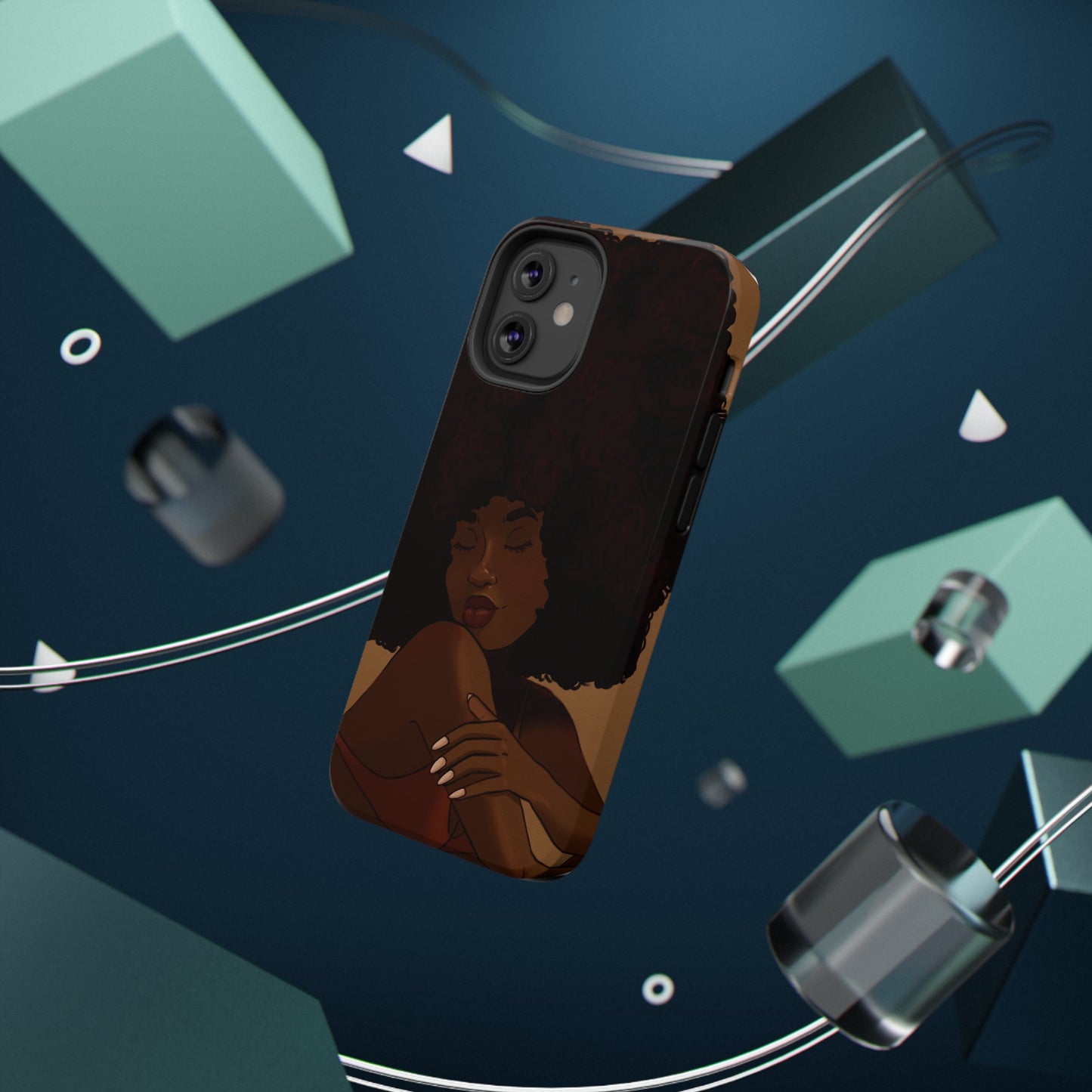 Black Girl Afro Illustrated Impact-Resistant Phone Case - Pounded Yam Productions