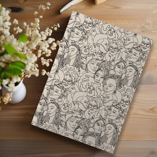 Black Women Line Art Journal (A5 Lined) - Pounded Yam Productions