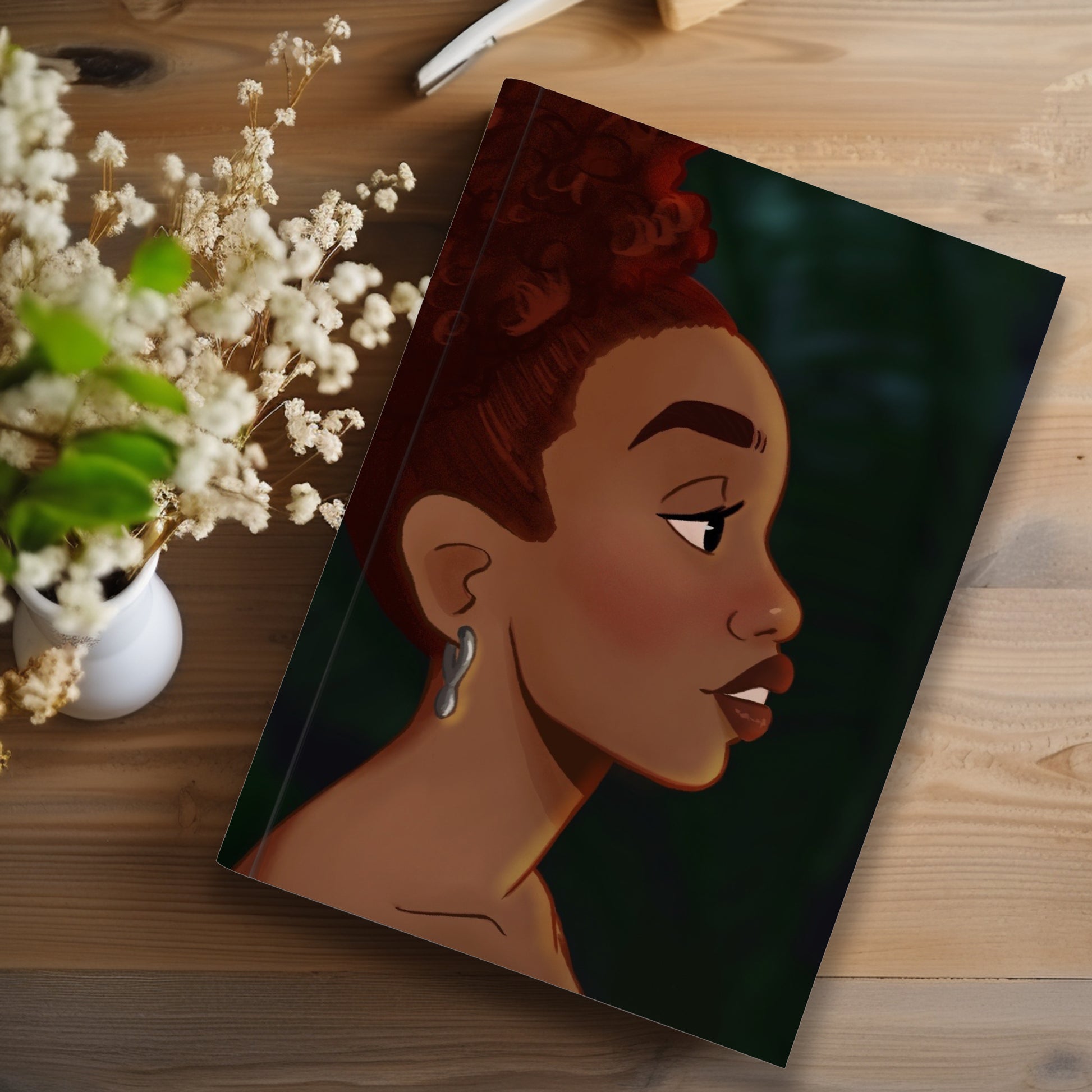 Black Girl Afro Puff Journal (A5 Lined) - Pounded Yam Productions