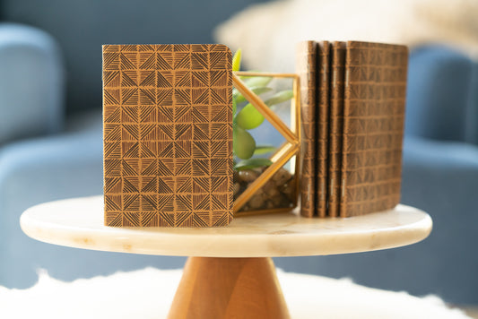 African Print Kraft Pocket Notebook - Triangles - Pounded Yam Productions