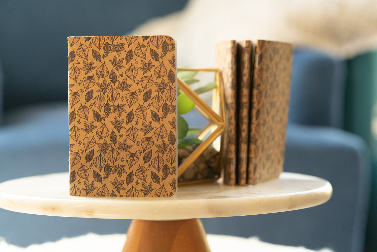African Print Kraft Pocket Notebook - Leaves - Pounded Yam Productions