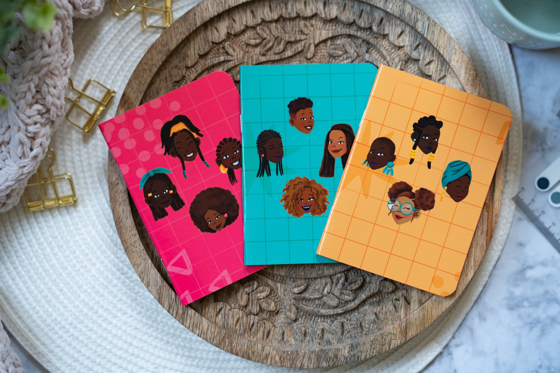 Black Girl Black Hair Pocket Notebook (B7 Lined) - Yellow - Pounded Yam Productions