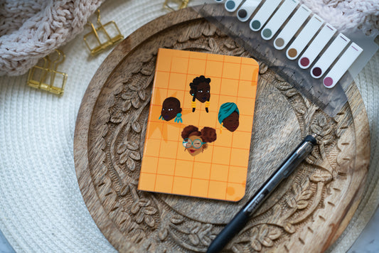 Black Girl Black Hair Pocket Notebook (B7 Lined) - Yellow - Pounded Yam Productions