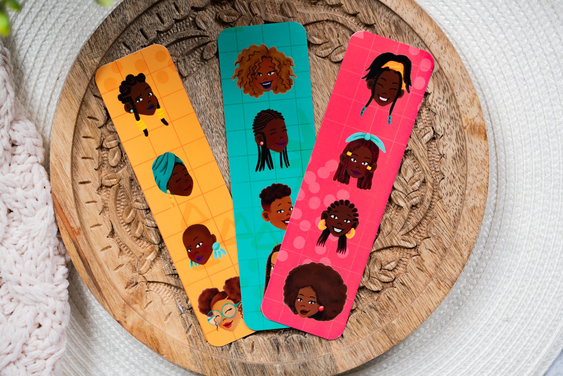 Black Hair Black Girl Bookmarks - Blue - Pounded Yam Productions