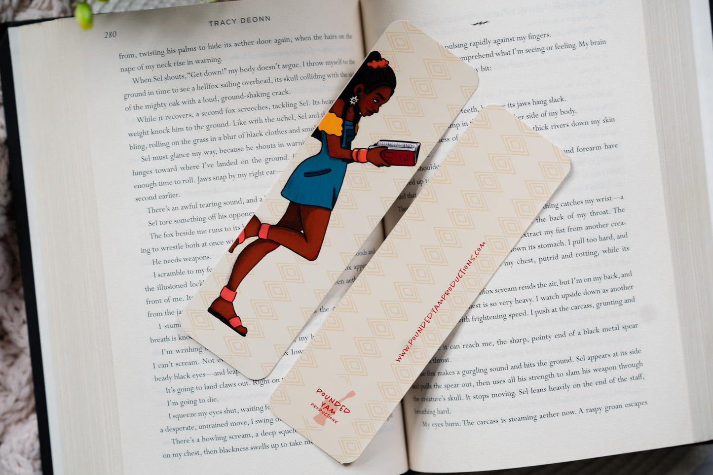 Black Girl Reading Bookmark - Pounded Yam Productions