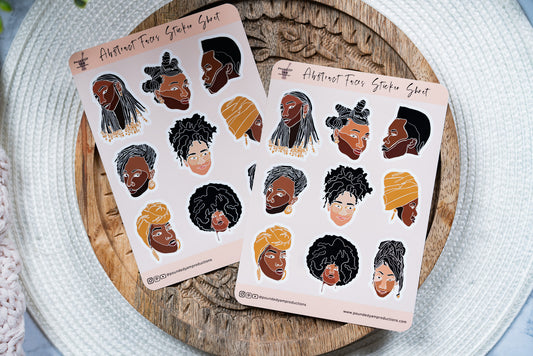 Black Women Line Art Sticker Sheets - Pounded Yam Productions