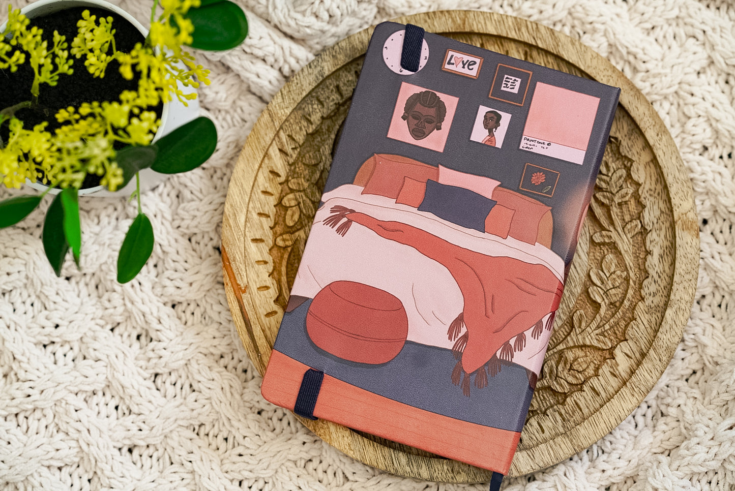 Black Girl Book Stack Leatherette Hardcover Bullet Journal - Pounded Yam Productions