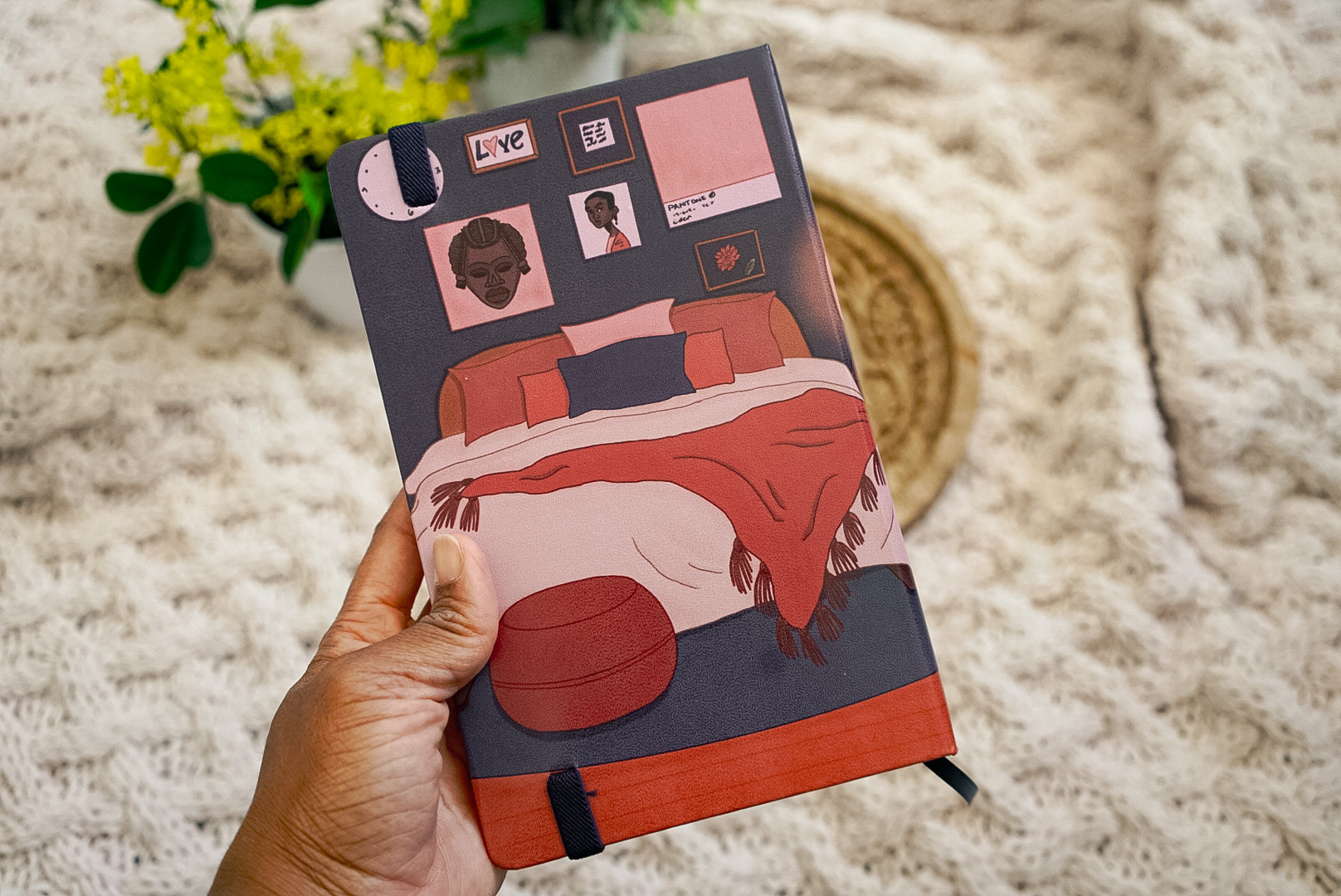 Black Girl Book Stack Leatherette Hardcover Bullet Journal - Pounded Yam Productions