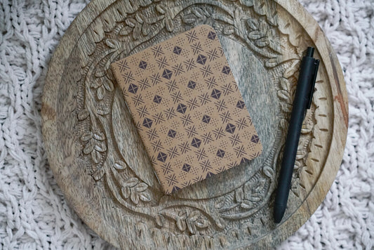 African Mud Cloth Print Kraft Pocket Notebook - Squares - Pounded Yam Productions