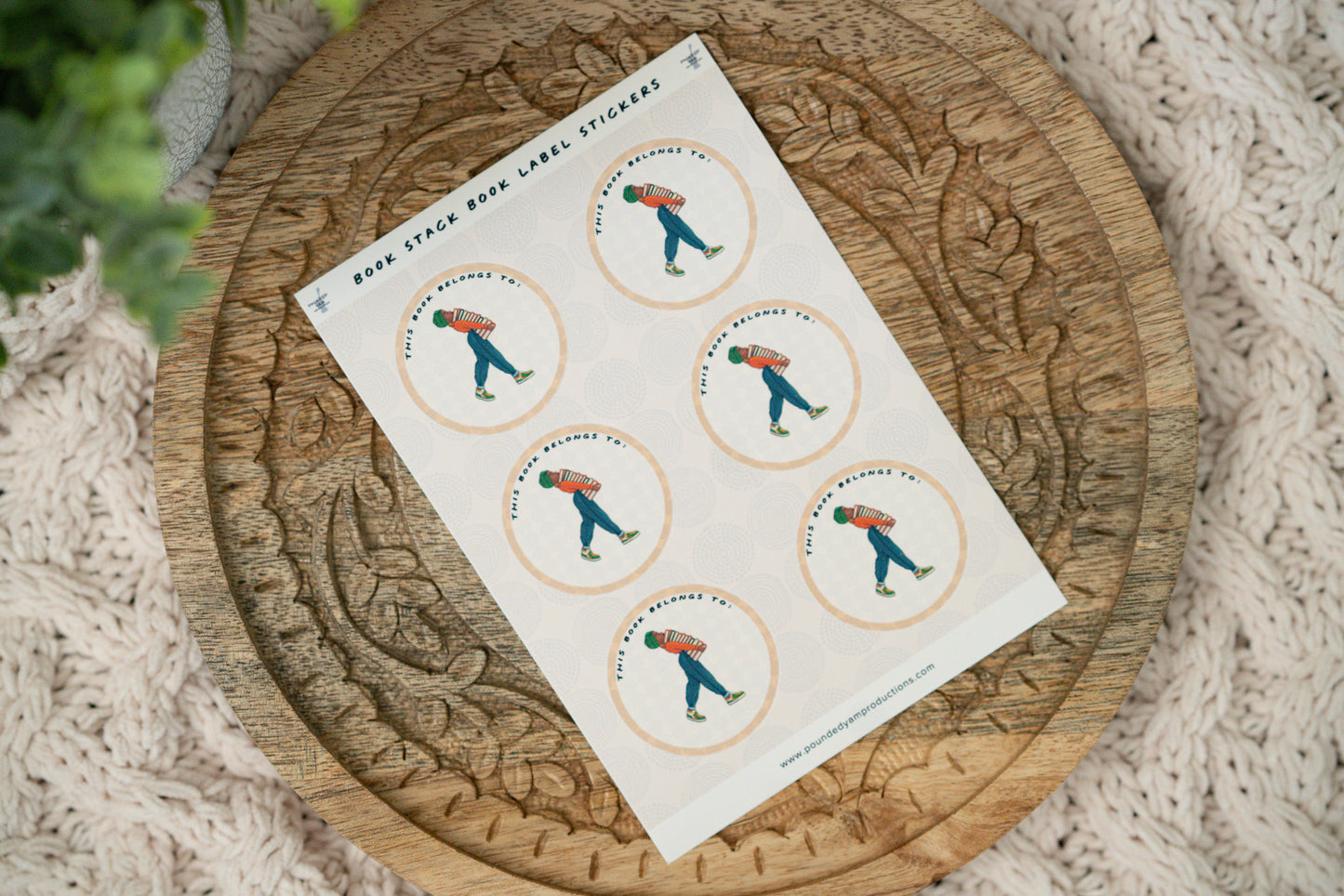 Black Girl Book Stacks Book Label - Pounded Yam Productions
