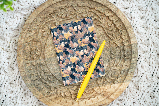 Black Women Line Art B7 Lined Pocket Notebook - colored - Pounded Yam Productions