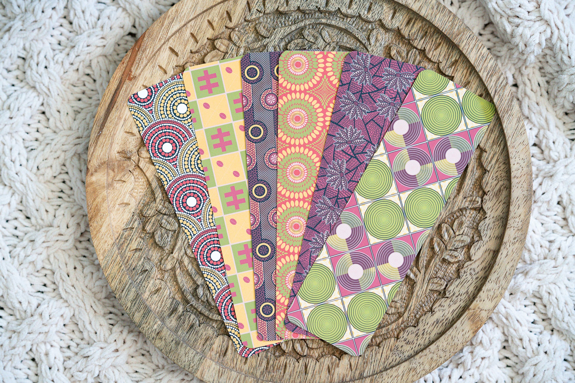 Ankara African Print Bookmarks - Red Blossom - Pounded Yam Productions