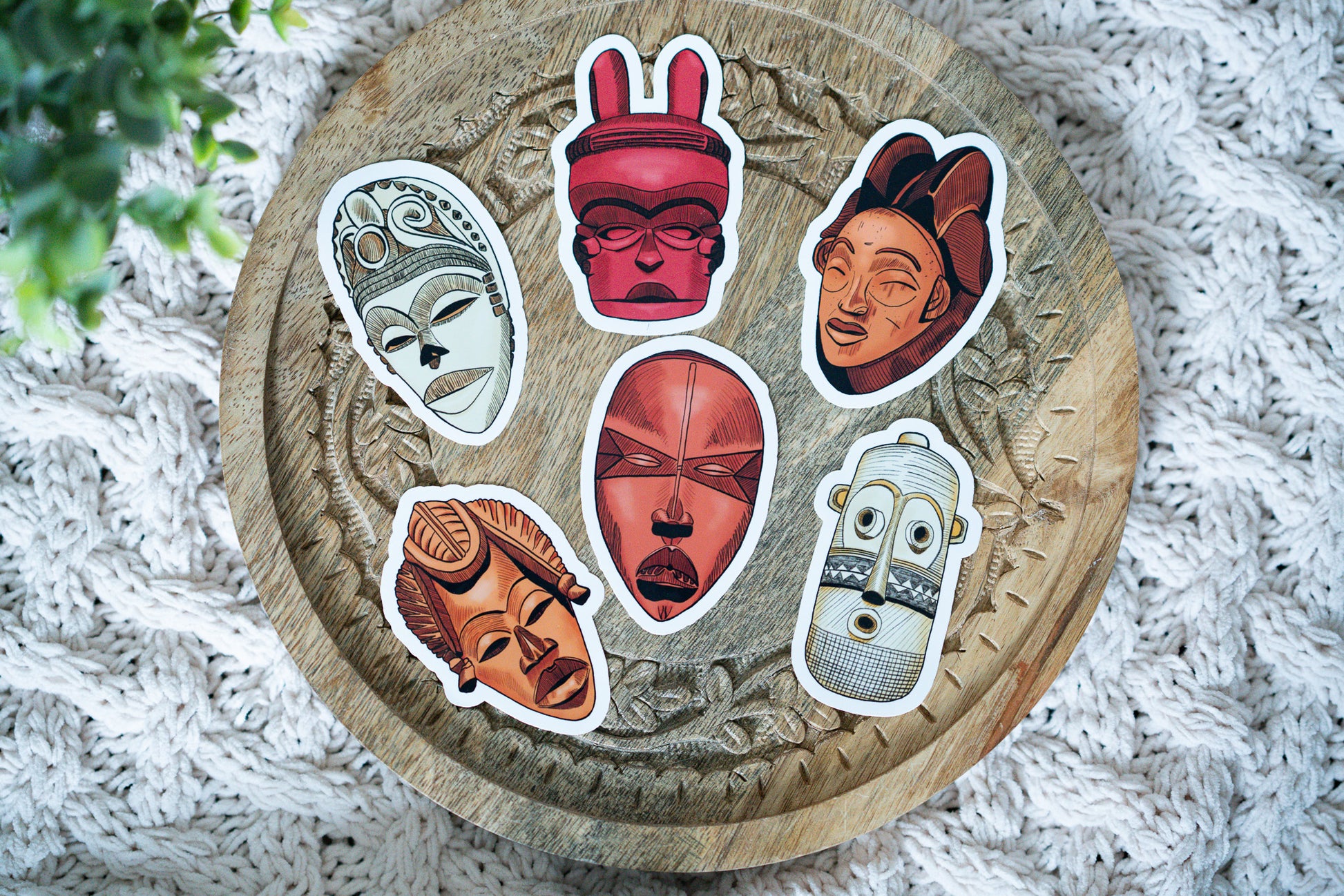 African Masks Die Cut Stickers - Pounded Yam Productions