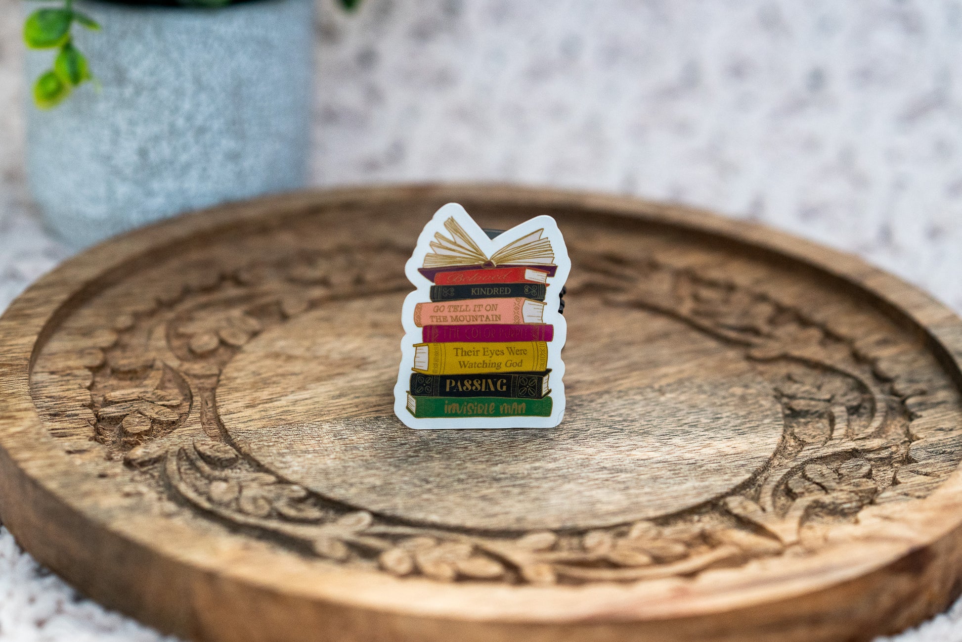 Black Literary Classics Book Stack Sticker - Pounded Yam Productions