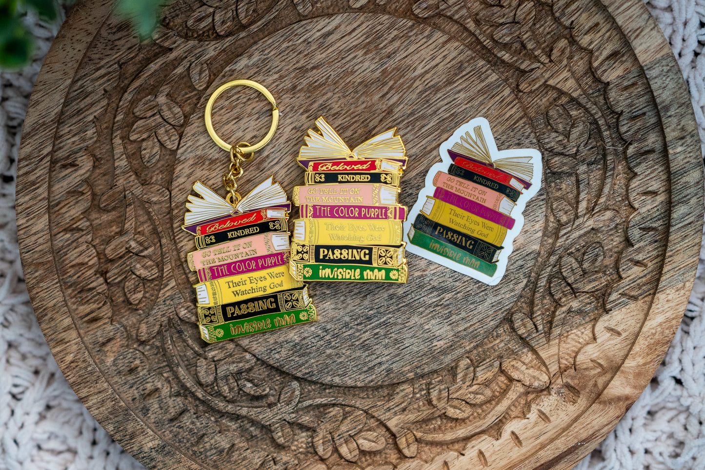 Black Literary Classics Book Stack Sticker - Pounded Yam Productions