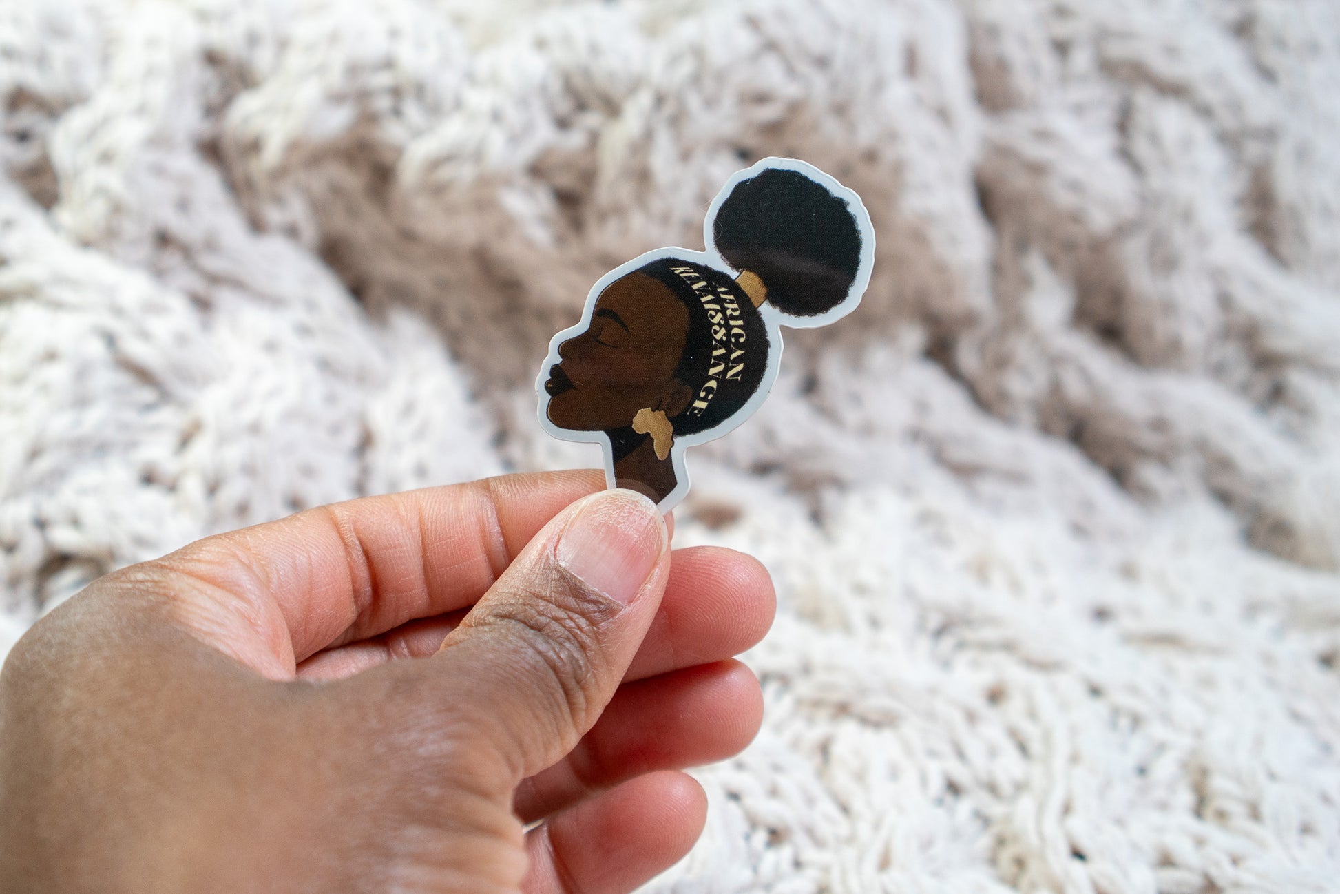 Black Girl Afro Puff Sticker - African Renaissance Puff - Pounded Yam Productions