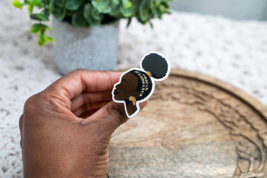 Black Girl Afro Puff Sticker - African Renaissance Puff - Pounded Yam Productions