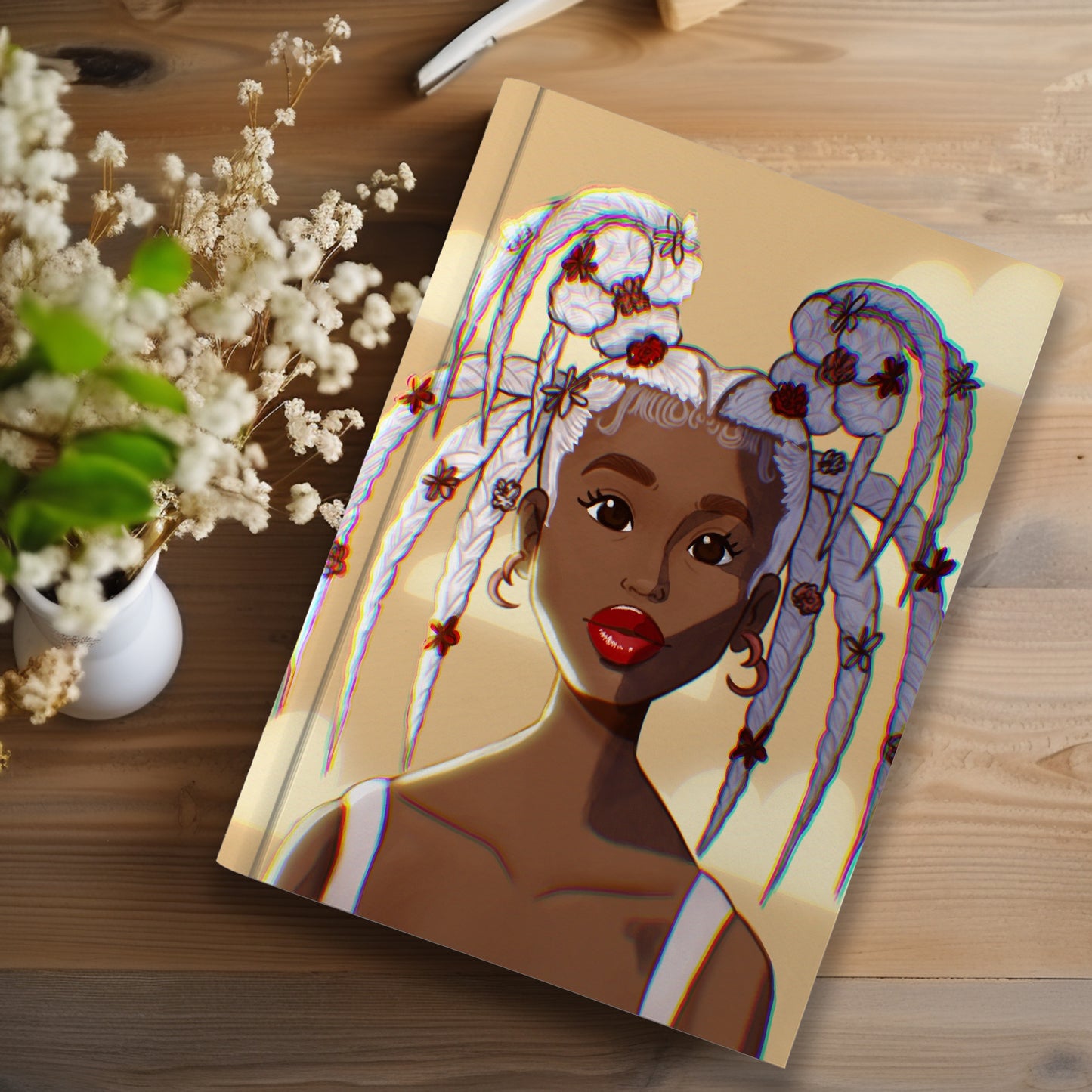 Dreamy Black Girl Illustrated Journal (A5 Lined) - Pounded Yam Productions