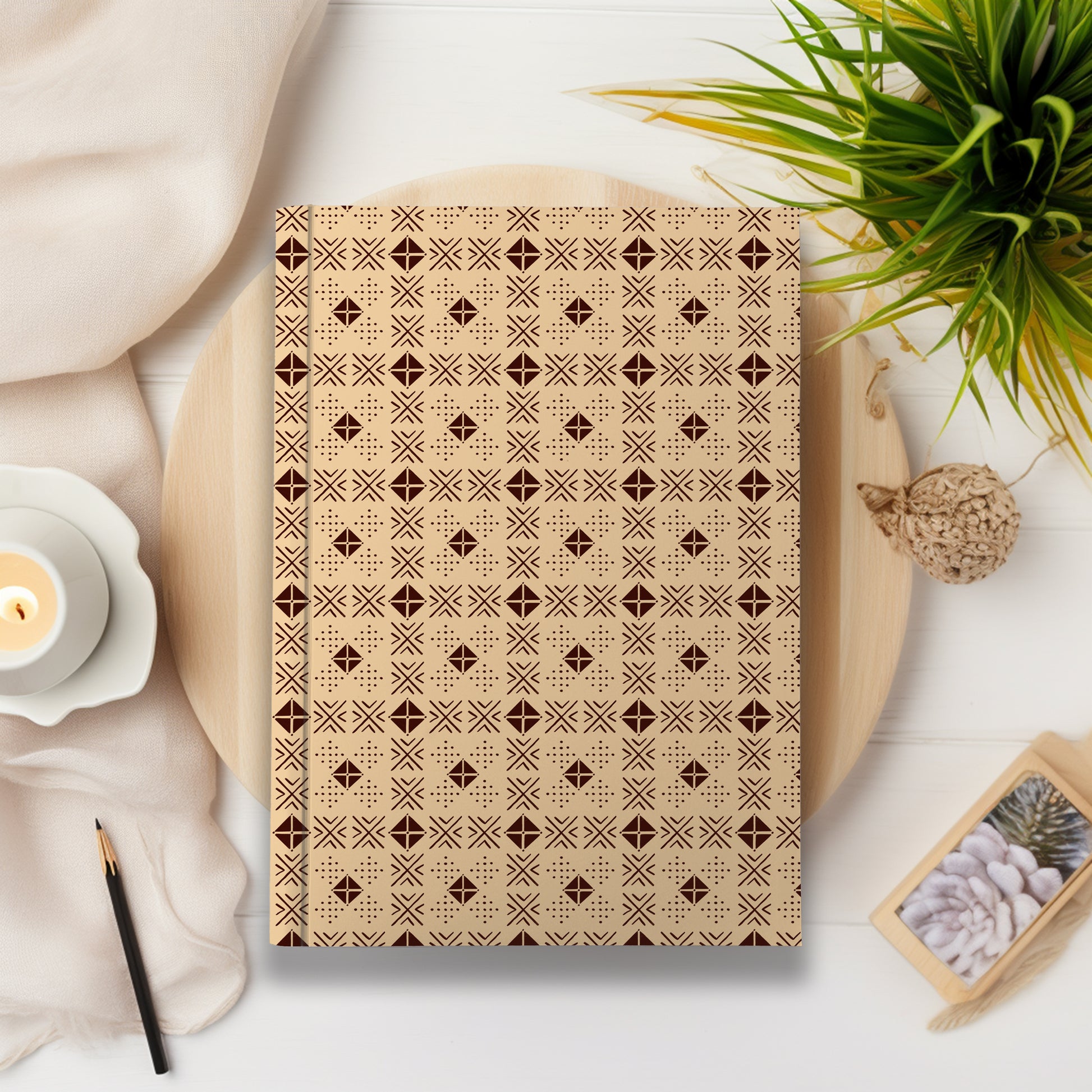 African Print Mud Cloth Inspired Journal (Squares A5 Lined) - Pounded Yam Productions