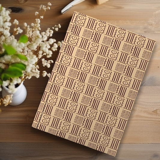 African Print Mud Cloth Inspired Journal (Eyes A5 Lined) - Pounded Yam Productions