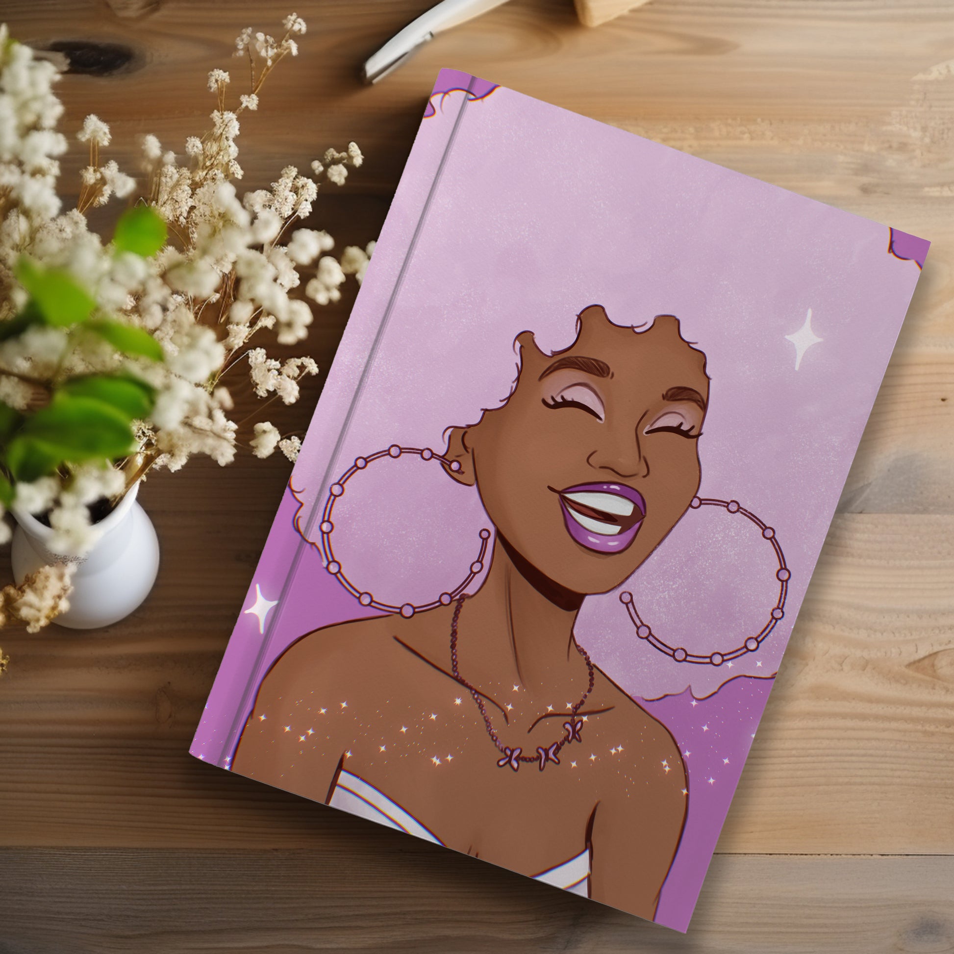 Purple Sparkle Black Girl Journal (A5 Lined) - Pounded Yam Productions