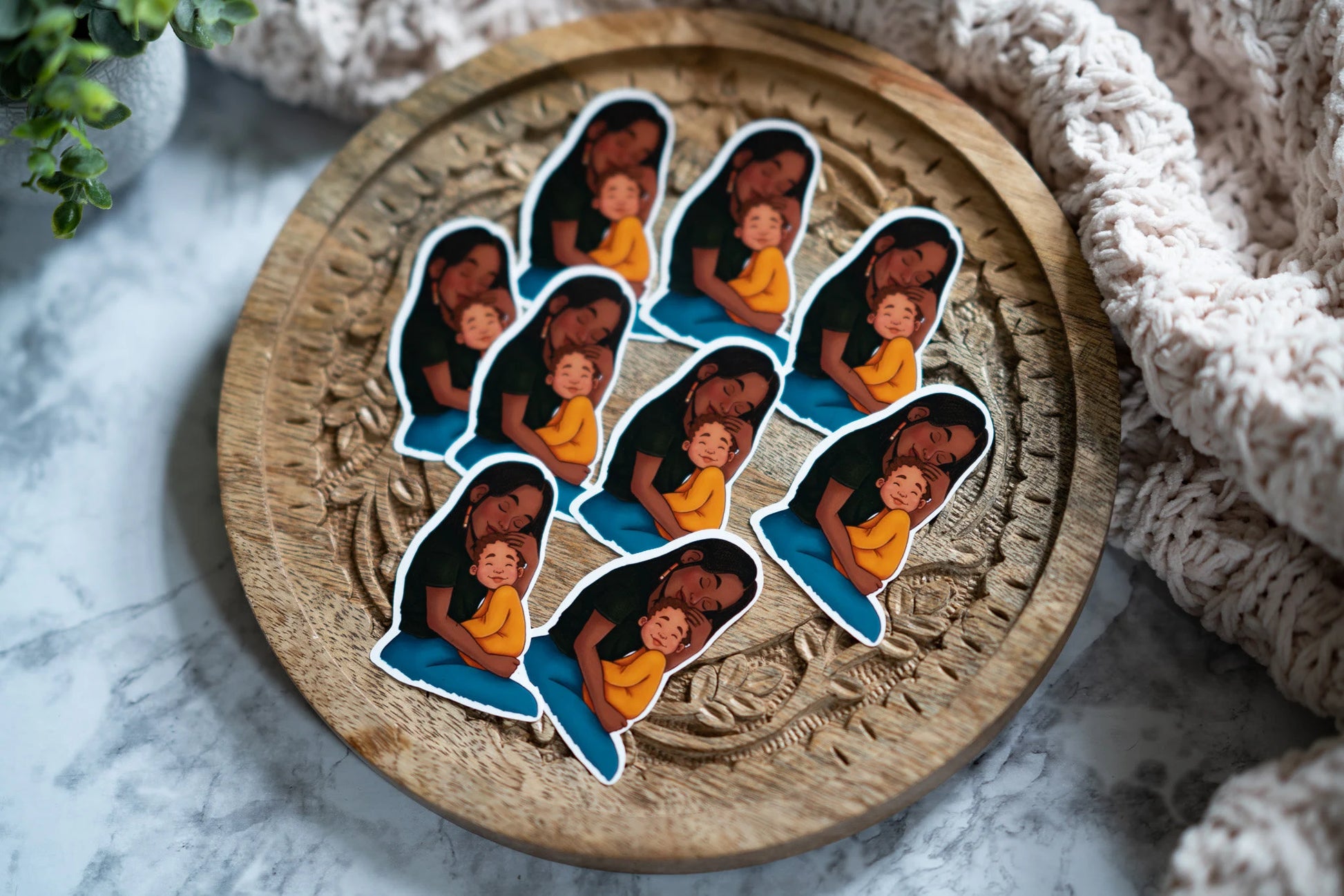 Black Mom and Son Sticker - Pounded Yam Productions