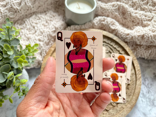 Black Queen Playing Card Sticker - Pounded Yam Productions