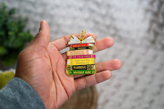 Black Literary Classics Book Stack Keychain - Pounded Yam Productions
