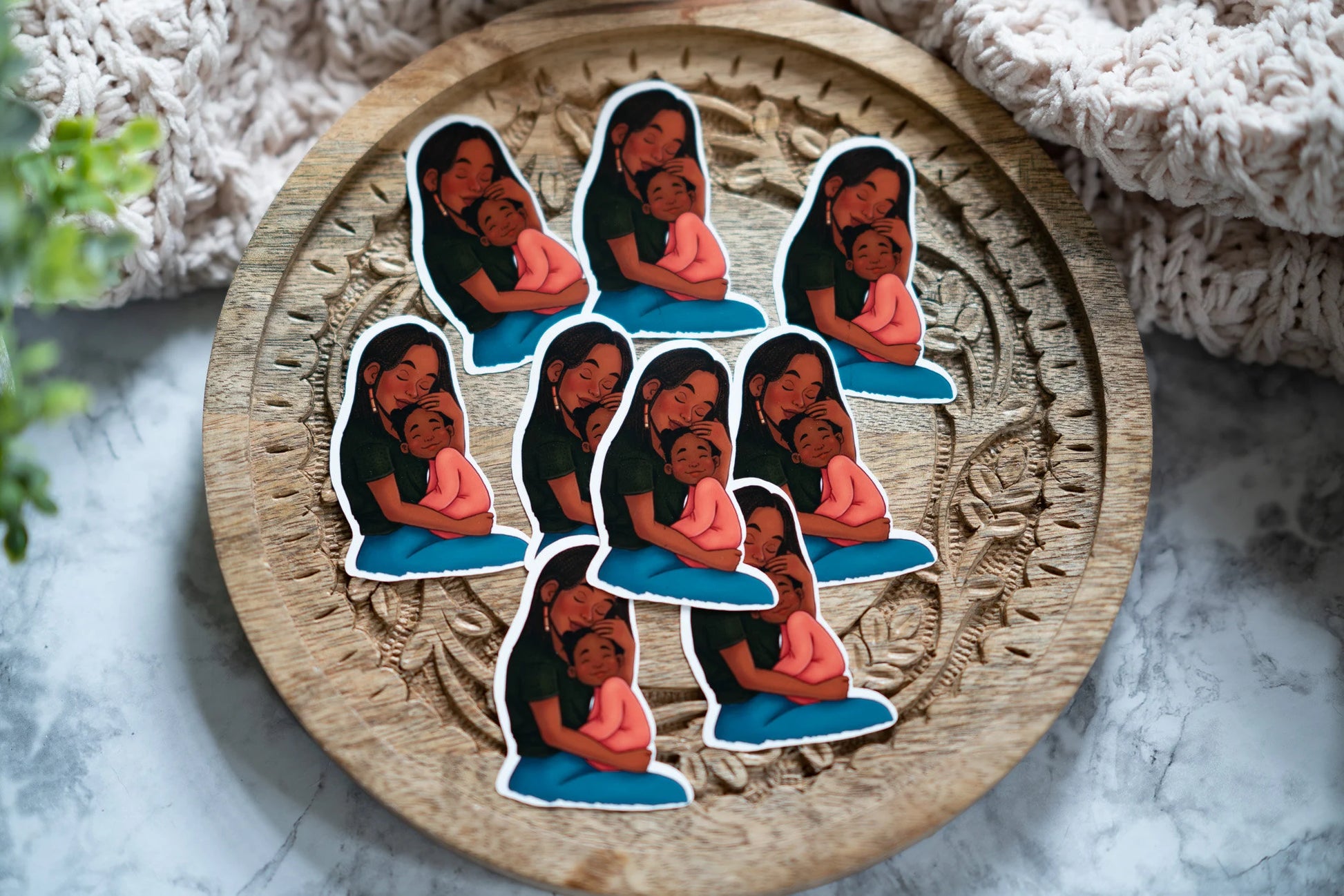 Black Mom and Daughter Sticker - Pounded Yam Productions
